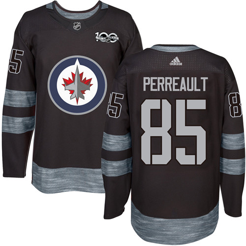 Adidas Jets #85 Mathieu Perreault Black 1917-100th Anniversary Stitched NHL Jersey